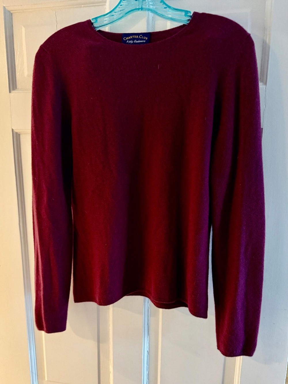 Charter Club Wms Cashmere Burgungy long Sleeve Sweater size Med